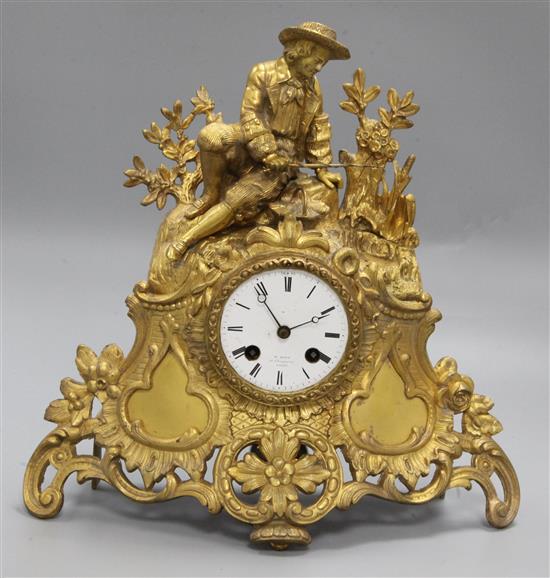 A French gilt clock, height 31.5cm